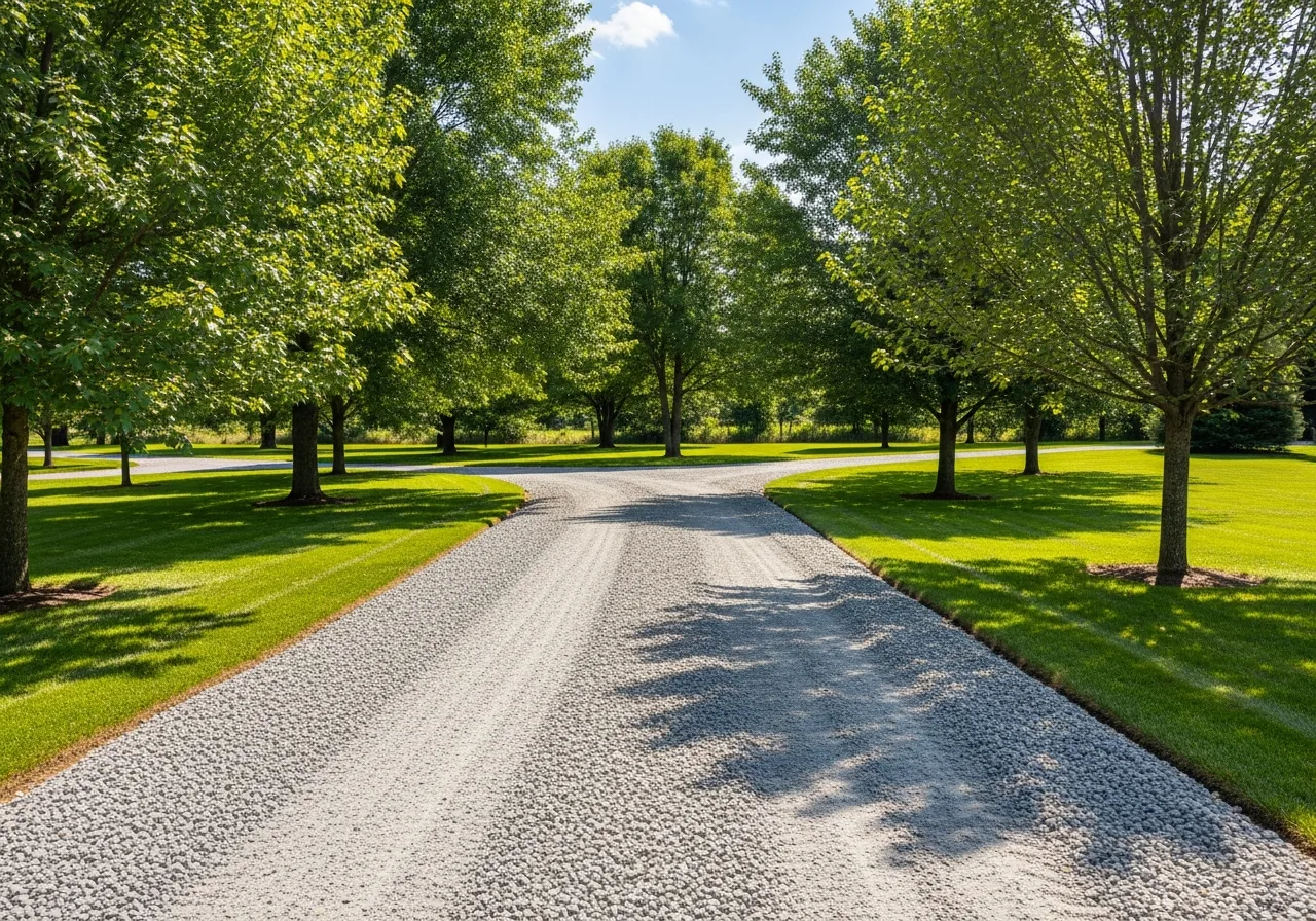 Freshly graded and crowned gravel driveway after repair near Fort Wayne, Indiana